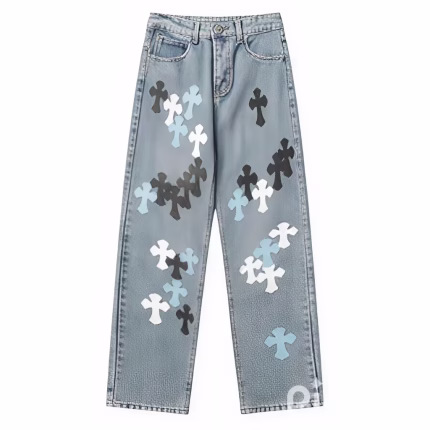 Chrome Hearts Style Levis Cyan Jeans