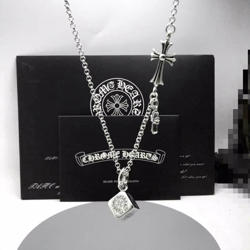 Chrome Hearts Dice Cross Charm Necklace