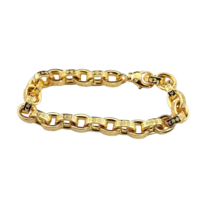 Gold Chrome Hearts Engraved Link Bracelet