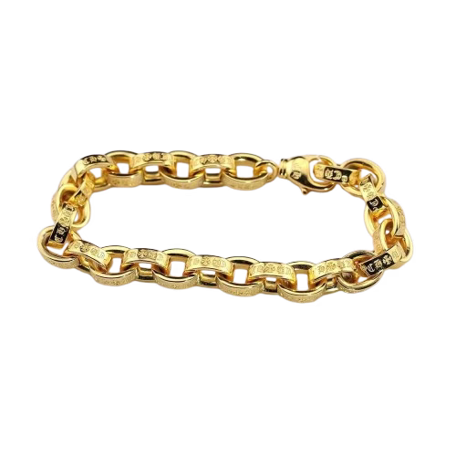 Gold Chrome Hearts Engraved Link Bracelet