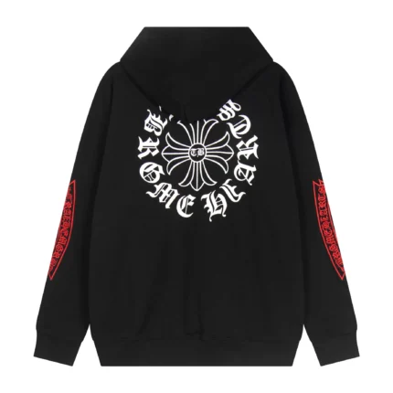 Chrome Heart Black Gothic Horseshoe Cross Hoodie