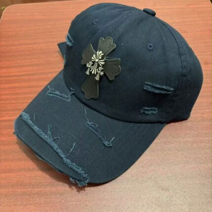 Chrome Hearts Cross Distressed Baseball Cap Black