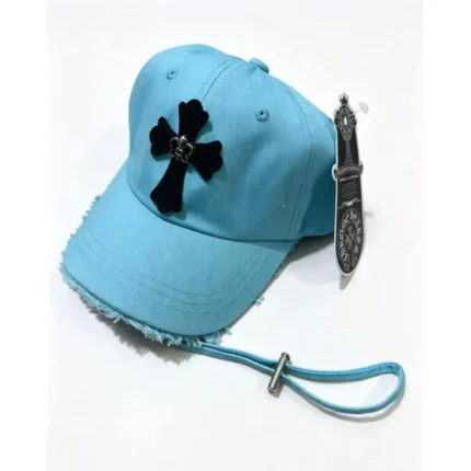 Chrome Hearts  Cross Distressed Blue Black Baseball Cap