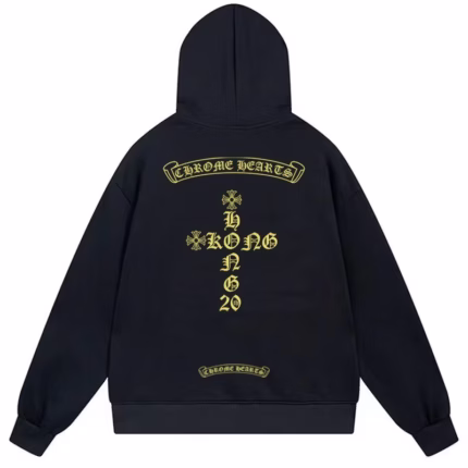 Chrome Hearts Yellow Gothic Logo Black Hoodie