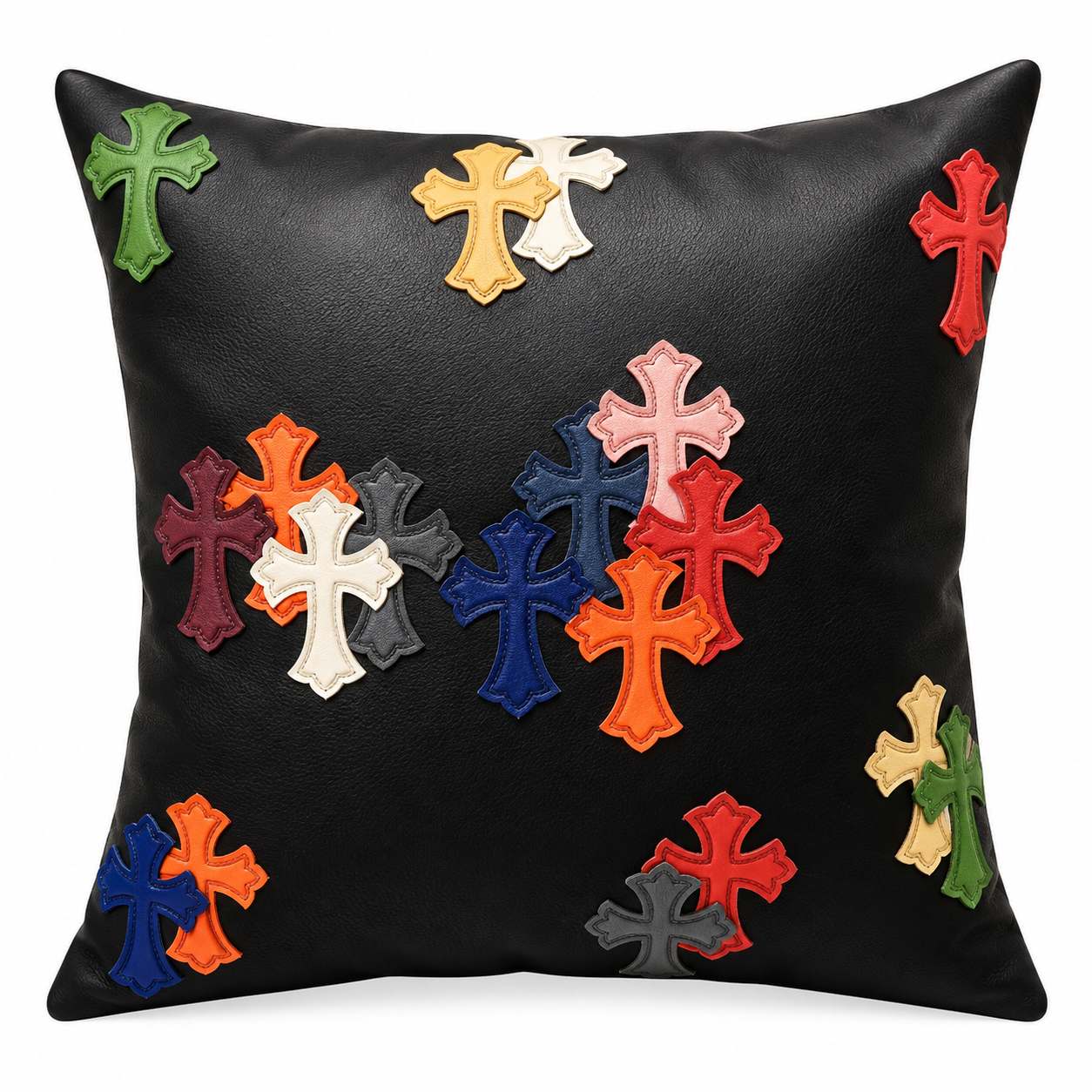 Chrome Hearts Cross Black Multicolor Leather Cushion