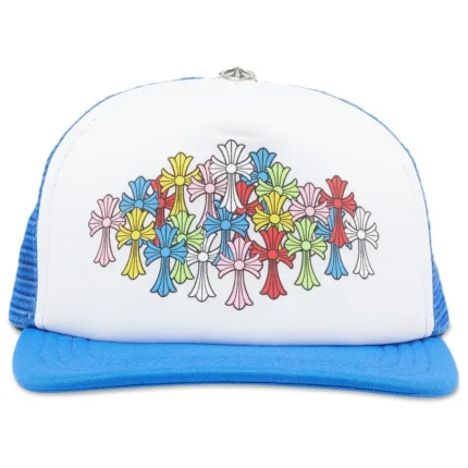 Chrome Heart Multi Cross Trucker Hat Blue/White