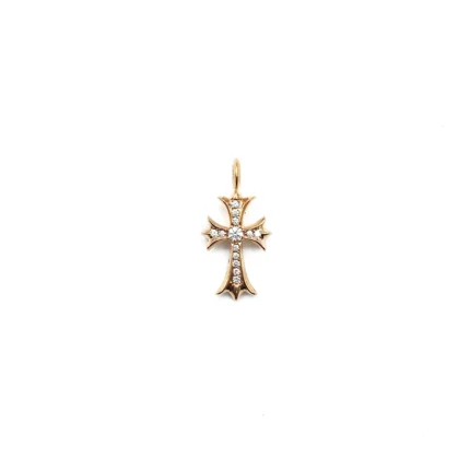 22K Gold Diamonds Tiny Cross Charm Pendant