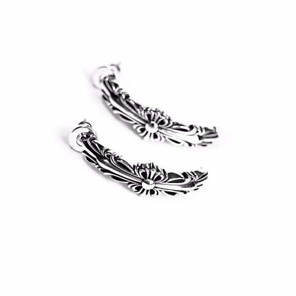 Chrome Hearts Double Floral Cross Hoop Earring