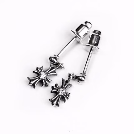 Chrome Hearts Tiny E CH Plus Drop Earrings With Diamonds