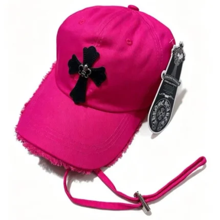 Chrome Hearts Pink Cross Distressed Baseball Hot Cap