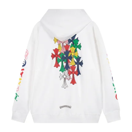 White Chrome Hearts Multi Color Cross Hoodie