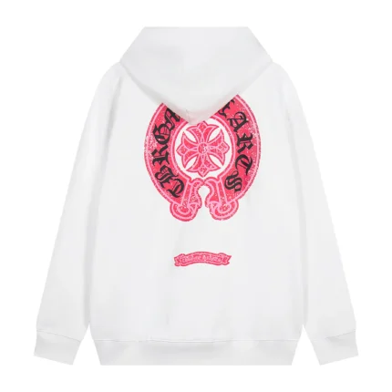 Chrome Hearts Horseshoe Logo White Pink Hoodie