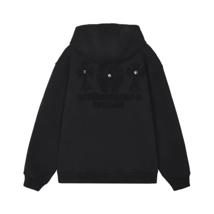 Chrome Heart Black Tonal Cross Zip-Up Hoodie