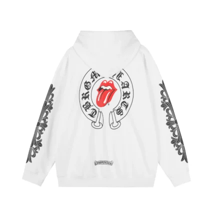 Chrome Hearts Rolling Stones Zip Up Hoodie White