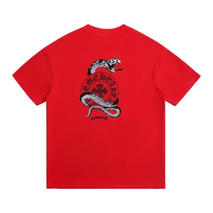 Chrome Hearts Black Snake Horseshoe Graphic Red T-Shirt